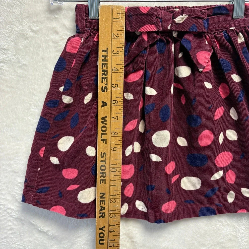 Hanna Andersson Girls Corduroy Skirt Size 120 Burgundy Pink White Navy Polka Dot